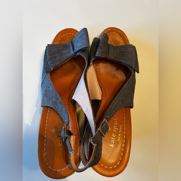Kate‎ Spade wedge espadrille sandal denim bow sz 9 - Picture 4 of 4